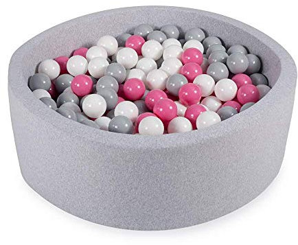 Angelove Piscine à Balle pour Bébé 90x30cm – Piscine à Balles Enfant en Coton Doux avec 200 Boules en Couleurs, Gris Clair