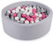 Angelove Piscine à Balle pour Bébé 90x30cm – Piscine à Balles Enfant en Coton Doux avec 200 Boules en Couleurs, Gris Clair