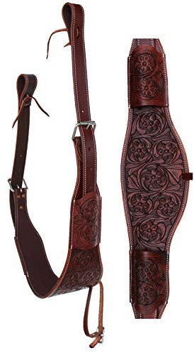 Westernsattel, Leder, mit Blumenmuster, 9772, braun, Cinch: 32 L x 6 W Billets: 20 L x 1 1/2 W