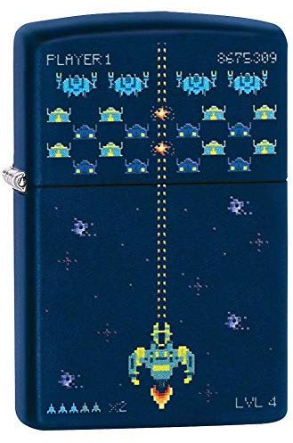 ZIPPO – Pixel Game - Navy Blue Matte - Color Image- Sturmfeuerzeug, nachfüllbar, in hochwertiger Geschenkbox