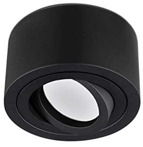 lambado® Flache LED Aufbauleuchte/Deckenstrahler Set inkl. 230V 5W Spots dimmbar - dezente Aufbaustrahler/Deckenspots (rund, schwarz, schwenkbar)