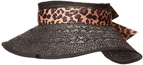 LAUNDRY BY SHELLI SEGAL Damen Straw Visor with Contrast Bow Closure Visier, schwarz, Einheitsgröße