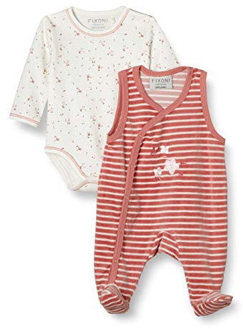 FIXONI Unisex Baby Body Long Sleve with Romper Strampler Set, Dusty Rose, 50