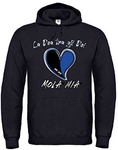 DND DI D'ANDOLFO CIRO Felpa Bianca o Blu o Nera La dea tra Gli dei Mola Mia per Tifosi Atalanta Calcio celebrativa Champions League 2019-2020 Stampata Direttamente su Tessuto (Nero, XL)
