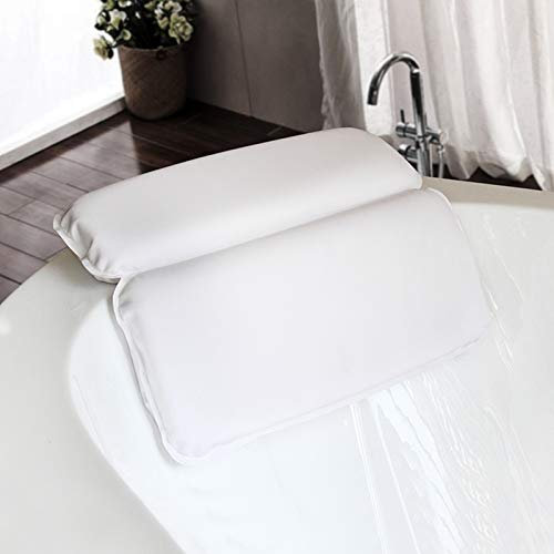 Badewannenkissen-Rückenlehnenkissen mit 7 Rutschfesten Saugnäpfen, Wasserdichtem und Schimmelfestem Badewannen-Kopfstützenkissen für Schulter, Nackenstütze, Passend für Whirlpool, Spas, Whirlpool