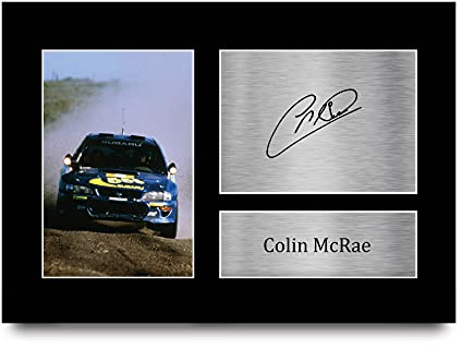 HWC Trading Kunstdruck Wandbild für Heimbüro: Colin McRae Rallye-Autorenn-Fans, A4, Metallrahmen, Querformat, Matte und Metallic