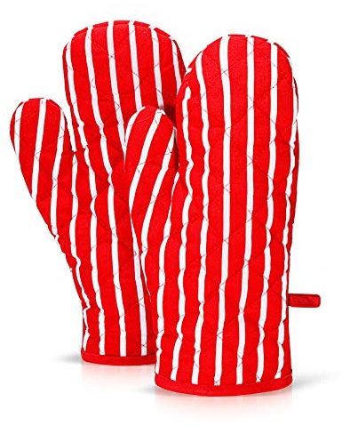 ZIMEL HOMES Cotton Heat Resistant Kitchen Oven Gloves, Pair of Gloves Mitts for Cooking, Baking - Stylish Design & Colour (Red)