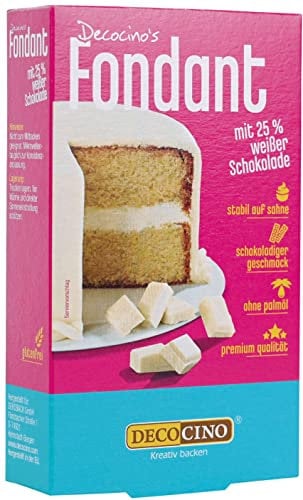 DECOCINO DECOCINO Fondant Schoko mit 25% Weißer Schokolade ohne Palmöl, reißfest & stabil auf Sahne –ideale Backdeko zum Dekorieren von Kuchen & Torten