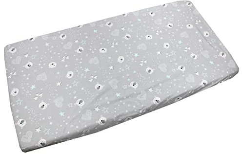 TupTam Baby Spannbettlaken Kinder Spannbetttuch für Babybett Kinderbett Gemustert, Farbe: Bärchen Sterne/Grau, Größe: 70 x 140 cm