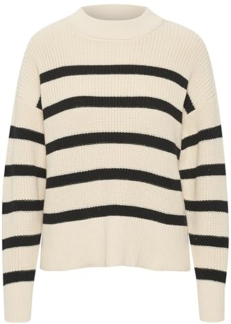 Part Two Damen Retapw Pu Pullover, Schwarz Streifen, XL