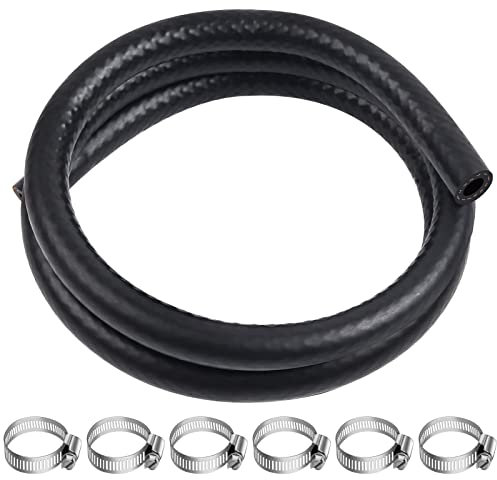 Leryati 8mm Benzinschlauch Innen, Verdickten Kraftstoffschlauch 1 Meter Benzin Schlauch mit 6 Stück Schlauchschellen, Benzinschlauch Rasenmäher Kraftstoffgasleitung Kit für Auto, Moto, Kleine Motoren…