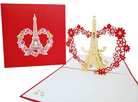 iGifts And Cards Eiffelturm mit Liebe Pop Up Grußkarte - Niedliche Karte für Frau, Glückwunschkarte zum Jahrestag, Denken an Sie, Valentinstag, Paris-Themendekor, romantische Tochter Verlobung