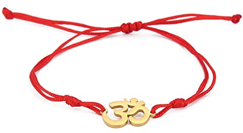 unift Om Bracelet Pour Hommes Femmes En Acier Inoxydable Symbole Hindou Om Amulette Bracelets Charme Yoga Bracelet Réglable Bijoux Hypoallergéniques (or)