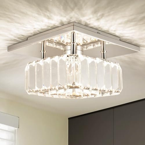 Kristall Deckenleuchte Kronleuchter Pendelleuchte Luxuri?s Kristall Lampe Flur Deckenlampe Flur Schlafzimmerlampe Lampe Wohnzimmer mit Helle Lichter für Schlafzimmer Flur Proch (Quadratisch-multi)