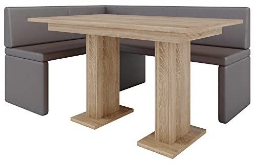 Eckbank Akiko mit Tisch - Eckbankgruppe für Ihrem Esszimmer, Küche modern, Sitzecke, Essecke. Perfekt für Küche, Büro und Rezeption. Solide und Starke Verarbeitung (Soft 30, 196x142 rechts)