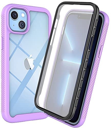 iPhone 11 Pro Max Case with Built-in Screen Protector, 360 Full Body Protective Cover Heavy Duty Anti-Scratch Shockproof Slim Silicone Bumper Clear Phone Case for iPhone 11 Pro Max 6.5, Purple