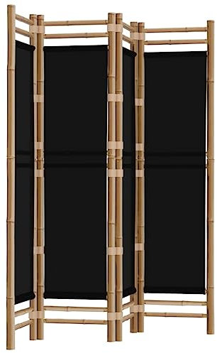 vidaXL Paravent 4-TLG. Faltbar Raumtrenner Raumteiler Trennwand Umkleide Sichtschutz Spanische Wand Wohnzimmer 160cm Bambus Canvas