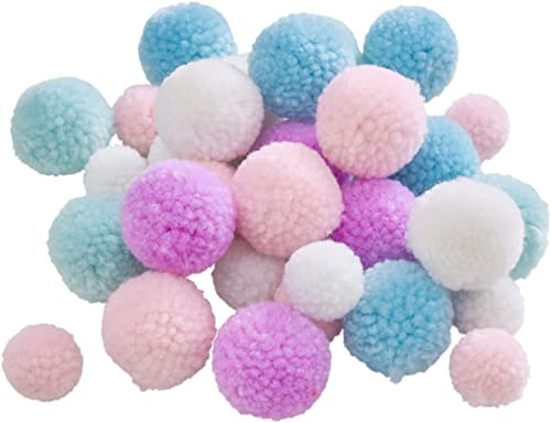 KNORR prandell Pompon-Mix Pastell 30 Stk Pompons Kunststoff Ganzjährig Bastelbedarf Pastellfarben 1-5 cm
