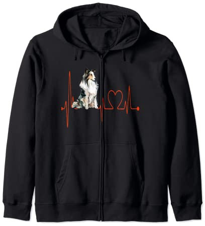 Rough Collie Dog Herzschlag-EKG Lustig Meine Hunde sind mein Cardio Kapuzenjacke