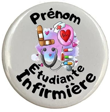 Badge broche étudiante infirmière personnalisé