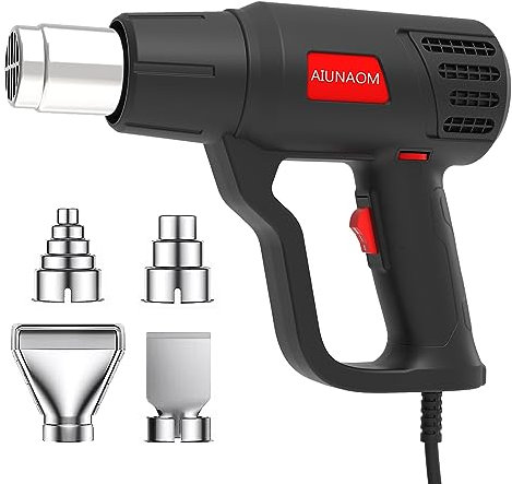 AIUNAOM Pistola ad Aria Calda 2000W Pistola Termica 50℃~650℃ Controllo di Temperatura Senza Livelli + 2 Velocità dell'aria Protezione da Sovraccarico Per Riscaldamento Saldatura e Sbrinamento