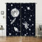 HOSIMA Raketenvorhänge,Ösenvorhänge,Set mit 2 Vorhängen,Raketen-Astronauten-Mond-Aufdruck,Vorhänge für Kinderzimmer und Teenagerzimmer(Raketen-Astronaut XXL)