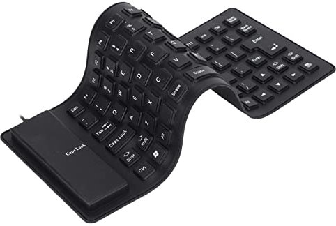 Teclado de Silicona Plegable, Teclado para Juegos con Cable USB, 85 Teclas, Teclado de Silicona Suave, Silencioso, Resistente Al Agua, para PC, Portátil y Portátil (Black)