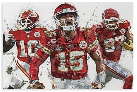 RIKCAT Patrick Mahomes Poster auf Leinwand, Schlafzimmer, Dekoration, Sport, Landschaft, Büro, Raumdekoration, Geschenk, ungerahmt, 30 x 45 cm