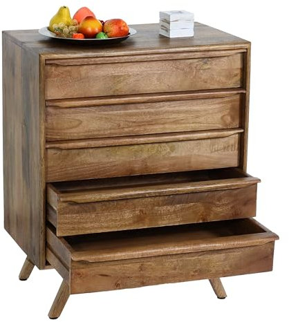 Mendler Highboard HWC-L96, Kommode Sideboard Schrank Schubladen Massiv-Holz Mango 81x65x43cm MVG-Zertifiziert