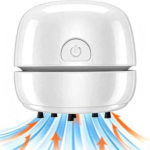 YUNYILAN Desktop Vacuum Cleaner USB Recharging, Portable Mini Vacuum Cleaner for Cleaning Eraser Crumbs, Dust, Crumbs, Computer Keyboard and Car (White)