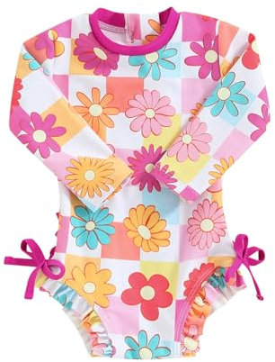 Baby Girl Swimming Suit Baby Swimsuit 6 12 18 24 Months 2T 3T Infant Toddler Girls Swimwear Rash Guard Zipper One Piece Long Sleeve Beachwear Bathing Suits Wetsuit (Pink, 2-3 Years)