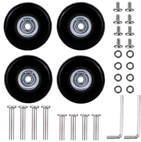 Sporgo Ersatzrollen für Koffer Kofferrollen: 4 Stück Mute Ersatz Wheels, Gummi Gepäck Ersatzräder, 45 mm x 18 mm Koffer Ersatzräder Geeignet, Ersatz Rollen für Gepäck und Schlittschuhe