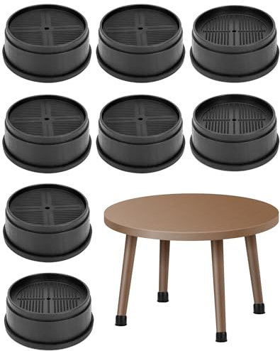 QWORK® 8 Stück verstellbare möbelerhöhungen, robuste stapelbare Betterhöhung mit Gummipolstern, rutschfestes Design, Hubhöhe von 3.8 cm, unterstützt 1000 kg