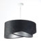Licht-Erlebnisse Hängeleuchte E27 rund D: 50 cm Schwarz Marmor Effekt Silber Stoff Velours Optik Doppelschirm Modern Pendelleuchte Wohnzimmer Hängelampe Schlafzimmer