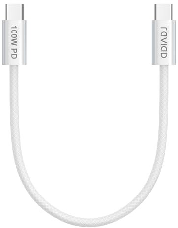 RAVIAD USB C Kabel Kurz 30CM 100W Schnellladekabel USB C auf USB C Kabel PD 5A USB C Ladekabel für iPhone 16/15 Pro Max, Samsung Galaxy S24/S23/S22/S21, Pad Pro, MacBook Air, Tablets, Huawei