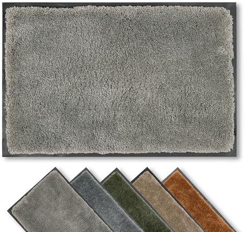 Astra Fussmatte innen rutschfest - nachhaltige Schmutzfangmatte weich - Läufer Flur waschbar per Hand - Türmatte pflegeleicht - Fußmatte grau 80x120 cm