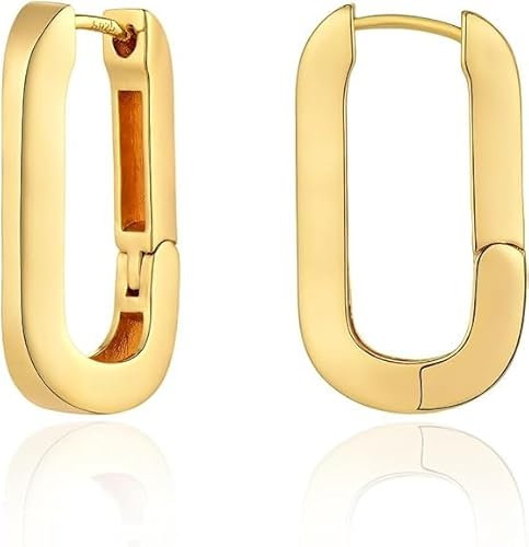 Jenosy 18k Vergoldet Creolen Gold Damen U-förmige Ohrringe Huggies Creolen Schmuck Hypoallergen Ohrringe 925 Silberne Nadel für Frauen und Mädchen