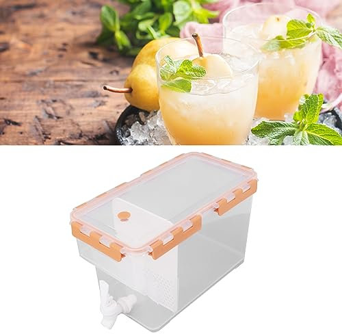 BLSYHDH Distributeur de Boissons pour Réfrigérateur, Distributeur de Boissons Bouilloire D'eau Froide pour Réfrigérateur Bouilloire de Stockage de Boissons Multifonction de Grande(6L Orange)