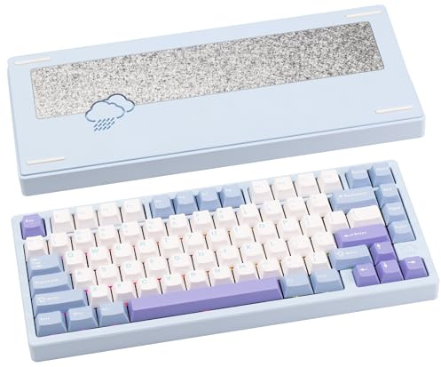 CutiePcs WOBKEY Rainy 75 Aluminum Cocoa Switch Mechanical Keyboard with Superior Acoustics, Wired, BT, 2.4G wireless Connectivity (Pro - Blue)
