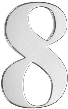 M METERXITY Self-adhesive House Number 2 304 Stainless Steel, Number 8 | Silver, Self Sticking Durable Digit, for House, Office, Hotel, Farmhouse, Mailbox Exterior Address Sign