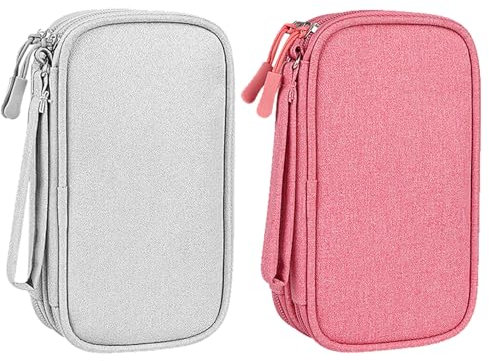 JSTHHTT 2 Pcs Accessories Bag, Travel Electronics Organiser, Cable Pouch, Travel Cable Organiser Bag, Portable Cable Organiser Bag, Small Gadget Cable Bag, Cables Case for Power Bank, Charging Cable
