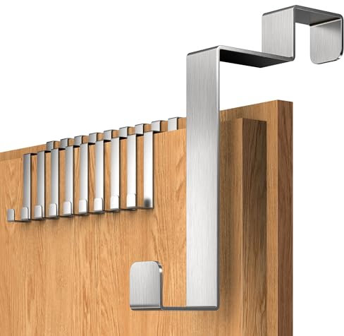 4smile Türhaken Innenseite, 10 Stück - Edelstahl Türhaken zum Einhängen, Kleiderhaken Tür für Jacken und Handtücher - Belastbare Türgarderobe Rückseite, hochwertige Handtuchhalter Tür Innen