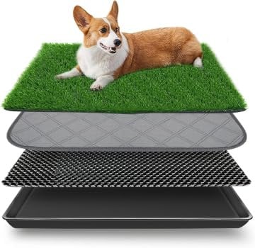 Embellbatt Tappetino per Erba per Cani con Vassoio, Erba per Cani per addestramento dei Cuccioli, Erba Artificiale Finta per Cani da Fare pipì in Interni ed Esterni (50 * 60CM)