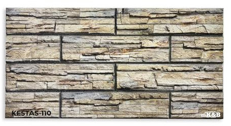 K&B Panels 3D Wall Panels, Realistic Slate Effect Styrofoam Wall Panelling Kit, Lightweight, Easy to Install, Dual Insulation to Reduce Acoustic Noise, Indoor & Outdoor (Beige) (10 Panels)