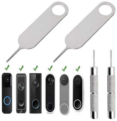 AYWFEY 4 Pack Doorbell Key Tool Kit, Release Removal Pin Security Key, Doorbell Opening Pin Tool to Dismantle Doorbell Battery and Mount Replacement, Compatible with Arlo, Nest Video Doorbell