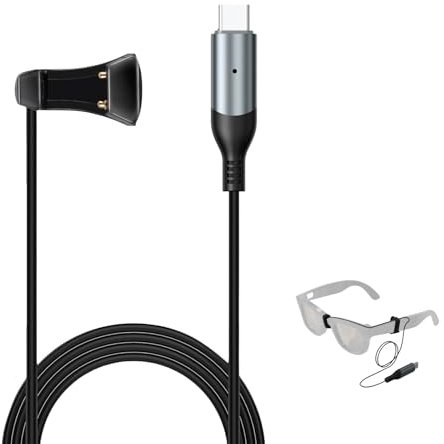 Ray-Ban Meta Smart Glasses Charging Cable (USB-C), Compatible with Wayfarer/Headliner/Skyler, Supports Multiple Charging Sources