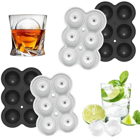 LUMOOM 2PCS Eiswürfelform Silikon, Eiskugelform 4.7 cm Groß, Wiederverwendbar Eiswürfelbehälter, Runde Eiswürfelform für Eis, Whiskey, Cocktail, Saft, Getränke, Ice Cube Tray (Schwarz)