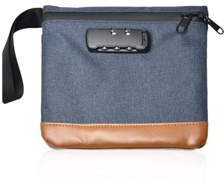 Borsa antiodore, cassaforte portatile, impermeabile, resistente agli odori, con chiusura a combinazione, colore: blu scuro
