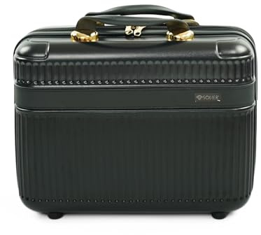 Solier Beauty Case – Kosmetikkoffer mit ABS-Hartschale, Tragegriff und Organizer – Kompakter Schminkkoffer für Reisen (schwarz, 14')