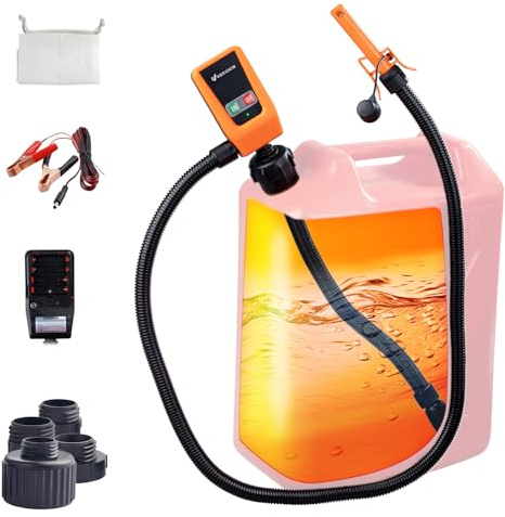 Automatic Fuel Transfer Pump with Auto-Stop, 51'' Extra Long Hose, 3.2 Gallon per Min, Fast and Safe Portable Gas Can Pump for Oil,Battery Powered (Manual Nozzle Type) (orange) (Orange)